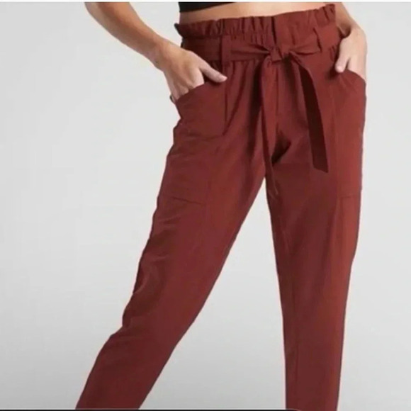 Athleta Skyline Pant in Cognac Rust  , Paperbag Tapered trouser pant size 4 - Picture 2 of 15